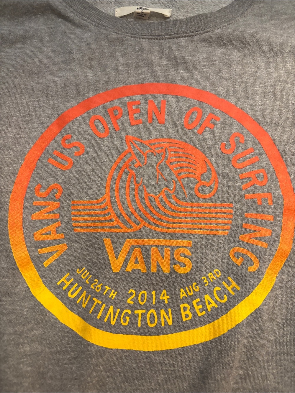 Vans Gray Crewneck with Orange-to-Yellow Gradient Surf Logo - Picture 3 of 5
